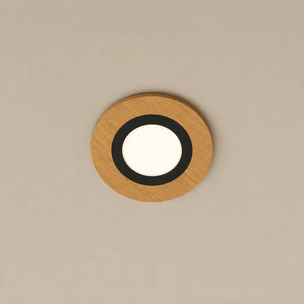 Spot De Embutir Marco Madera Redondo C 18cm Led 6w