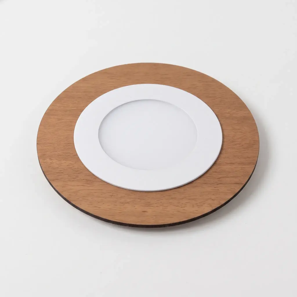 Spot De Embutir Marco Madera Redondo C 18cm Led 6w
