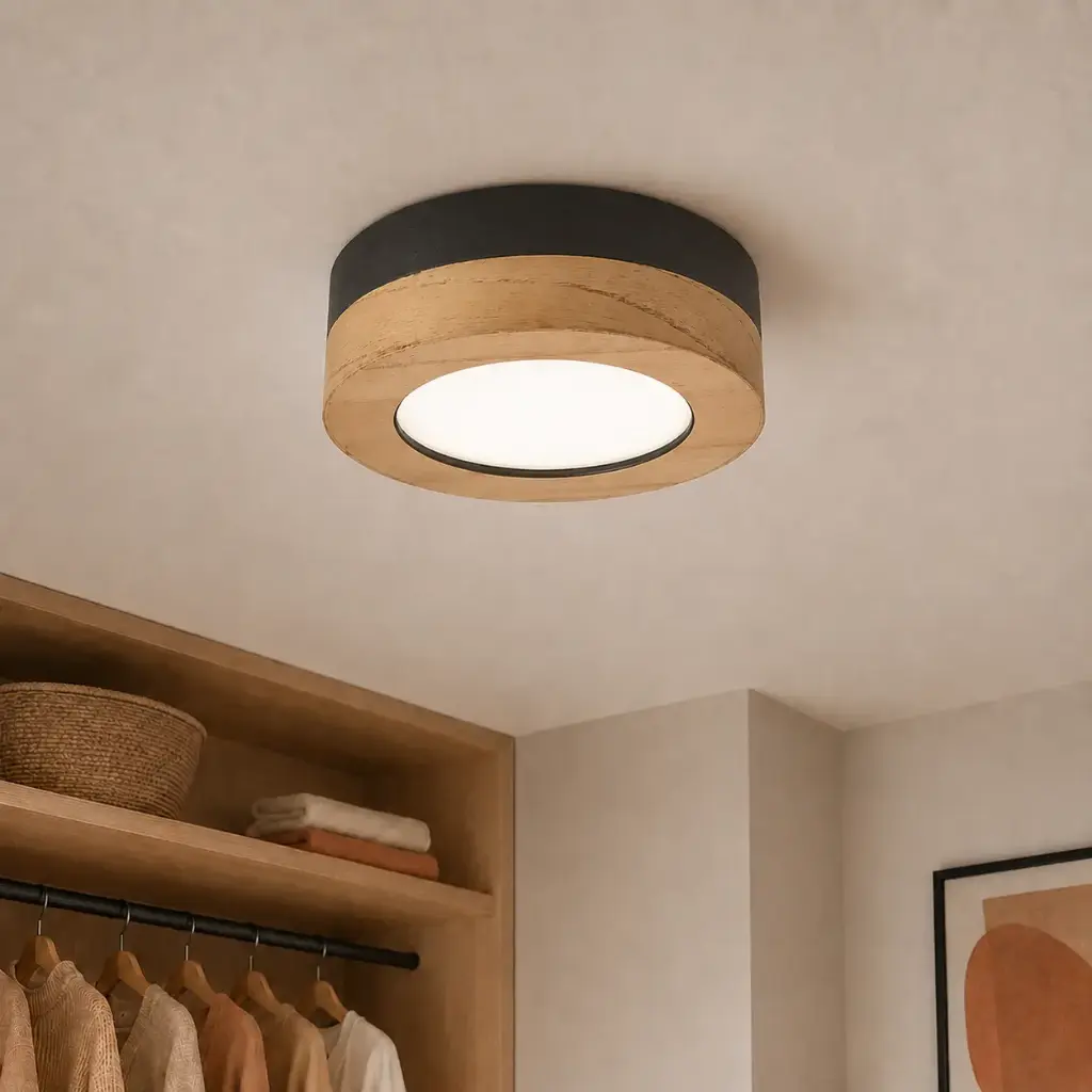 Tubo-A Plafón De Techo Madera 18x6cm Led 12w Vivo Color