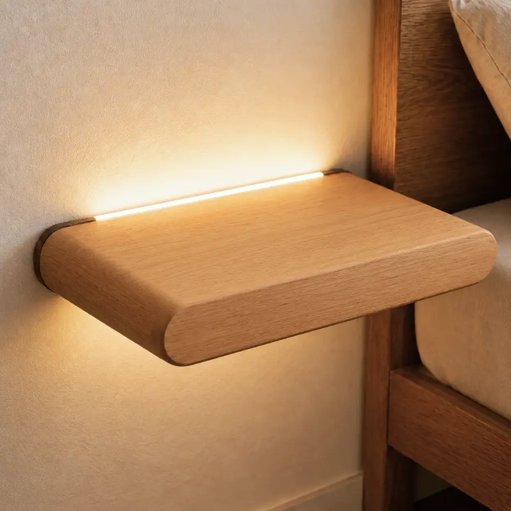 Estante Mesa de Luz 30x20x5cm Ovlo Con USB y Toma 220V