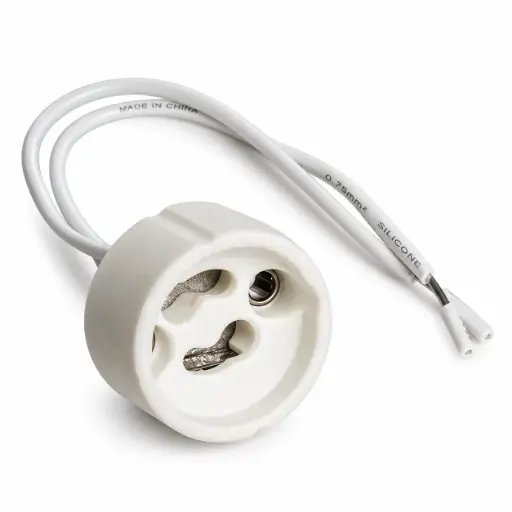 [PORTA-GU10-C20CM] Porta GU10 CERAMICO CABLE 20cm SILICONA