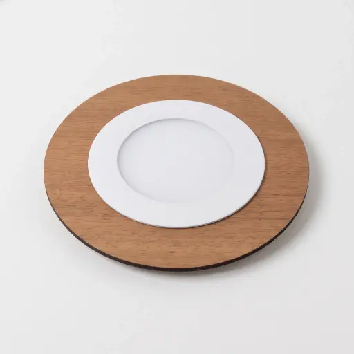Spot De Embutir Marco Madera Redondo C 18cm Led 6w