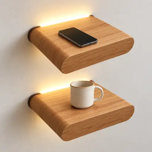 Pack x2 Estantes 30cm De Largo Mesa de Luz Flotante Ovlo En Madera