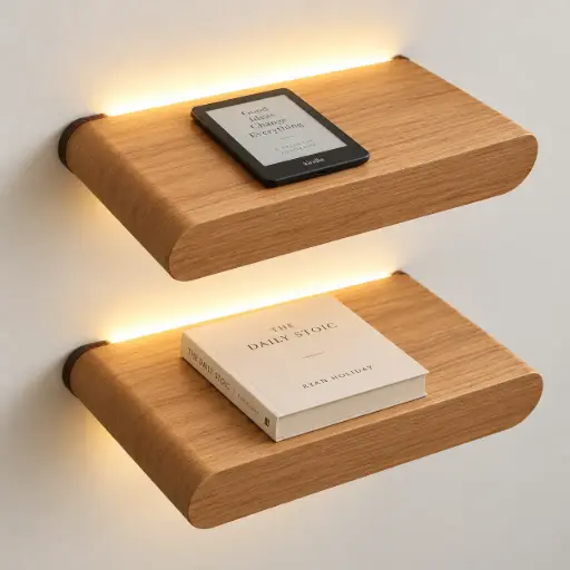Pack x2 Estantes 40cm De Largo Mesa de Luz Flotante Ovlo En Madera