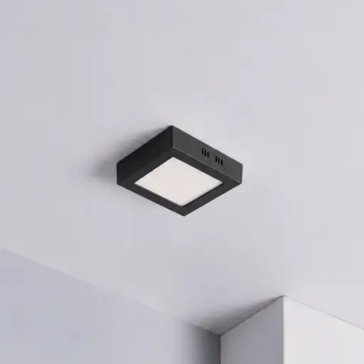 Plafón Slim Black Cuadrado Base 6W Cálido o Fría