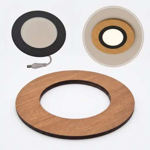 Marco Madera Redondo18cm para Panel Led de 6w